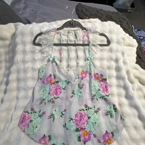 Betsey Johnson Pink and Green Floral Camisole